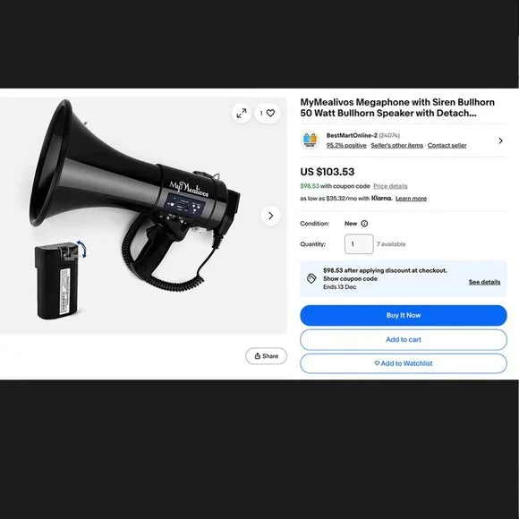 Powerful 50W Megaphone with Siren and Detachable Microphone (NWOT) - Picture 3 of 3